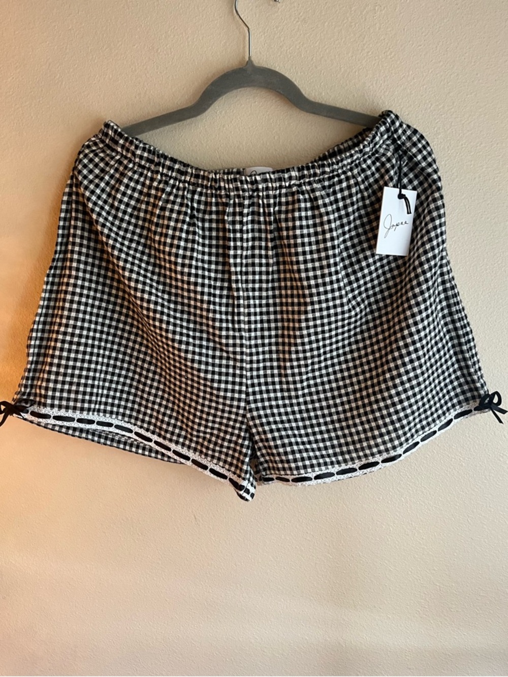 Japna Black & White Gingham High-Waist Women’s Shorts
